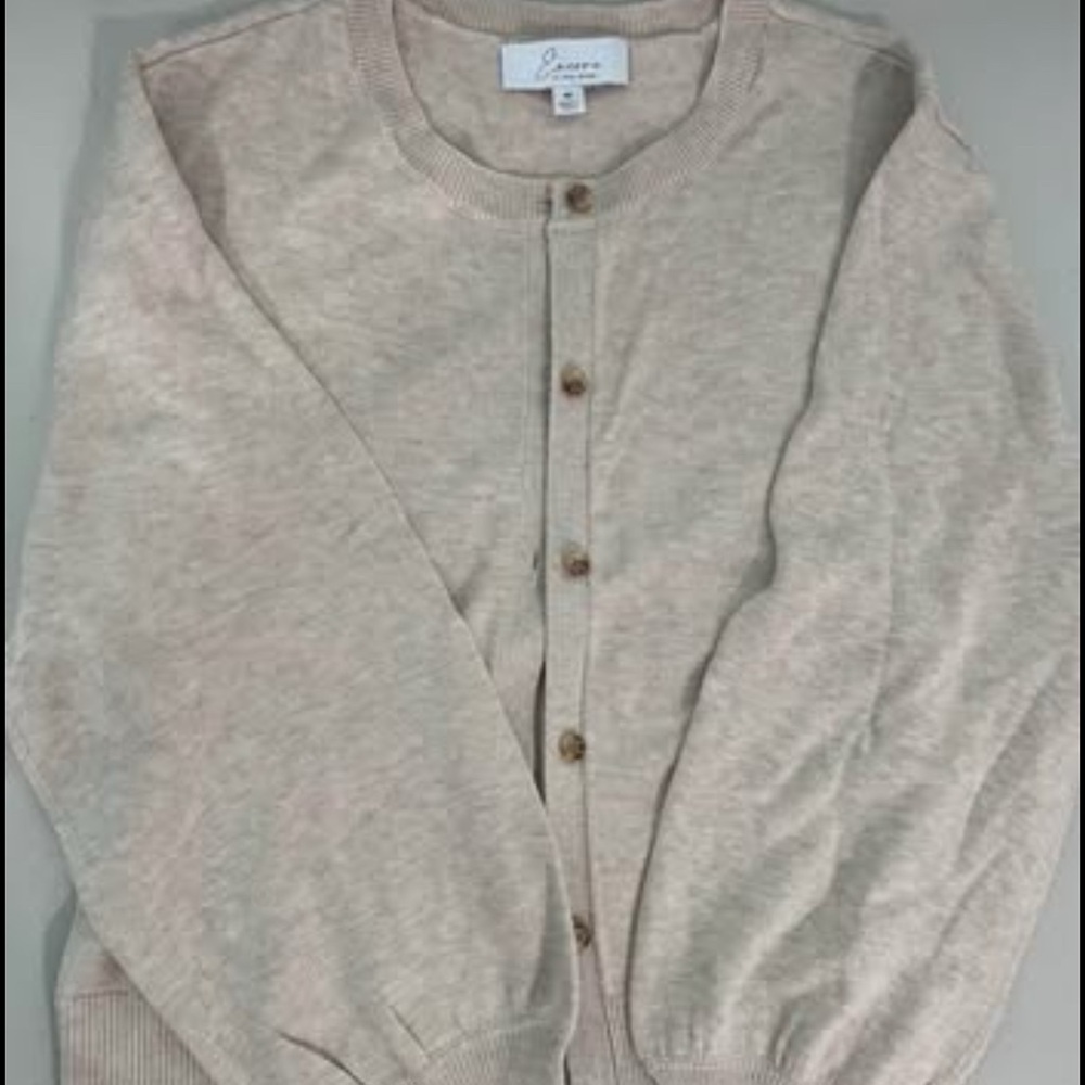 Encore by Idina Mendel Beige Button-Up cardigan